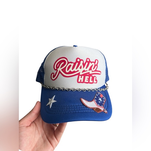 Accessories - Blue snap back custom trucker hat